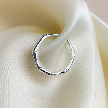 Sterling Silver Bamboo Adjustable Ring, 3 of 4
