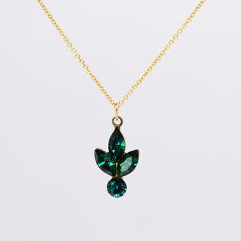 Emerald Green Crystal Cluster Pendant Necklace, 3 of 5