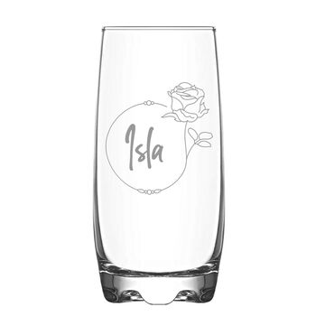 Personalised Birth Flower Hi Ball Glass Tumbler, 8 of 8