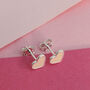 Sterling Silver 925 Pink Love Heart Ear Stud Earrings, thumbnail 3 of 8
