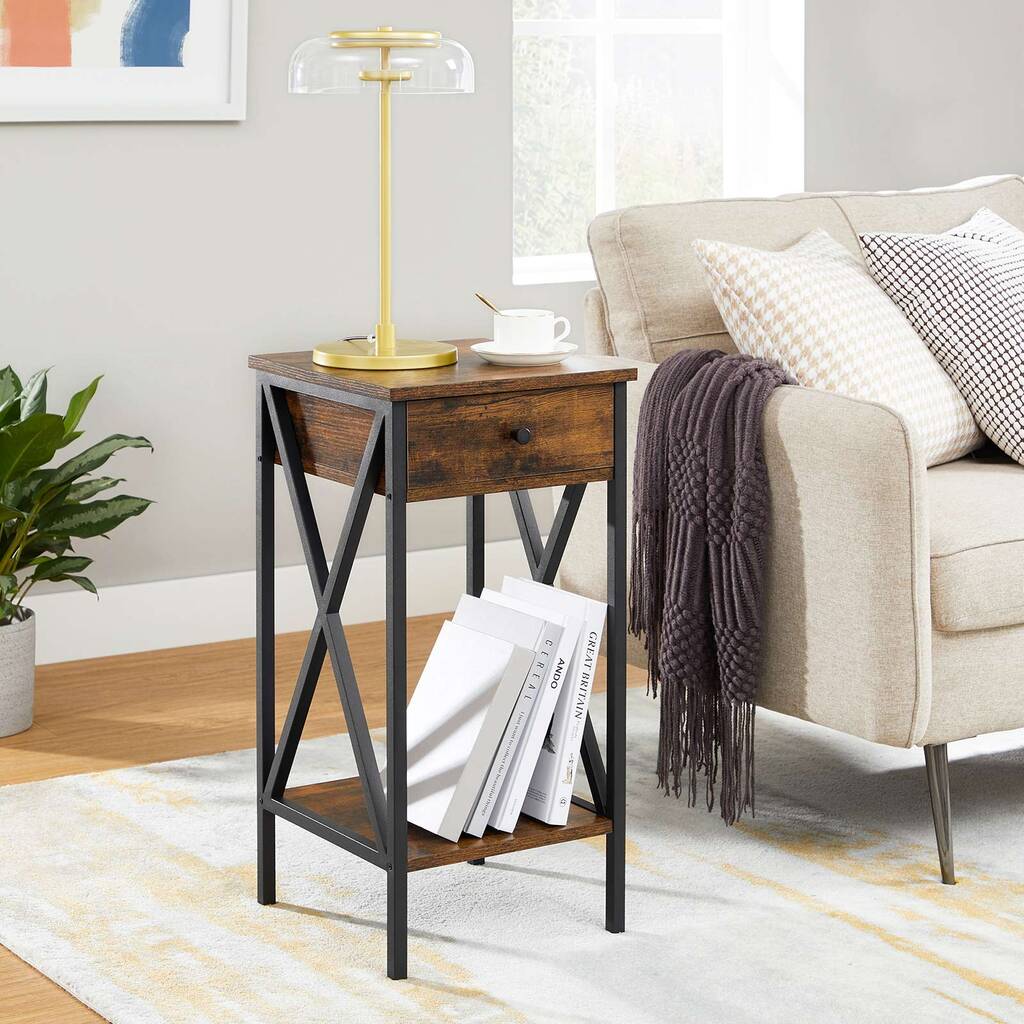 Tall Side Table With Drawer And Storage Shelf, 1 of 6
