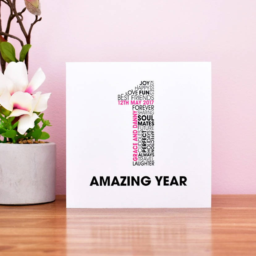 Personalised Anniversary Card By Mrs L Cards Notonthehighstreet 1 Amazing Year Wedding Anniversary Card First