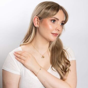 Gold Plated Sterling Silver Aquamarine Cz Stud Earrings, 3 of 6