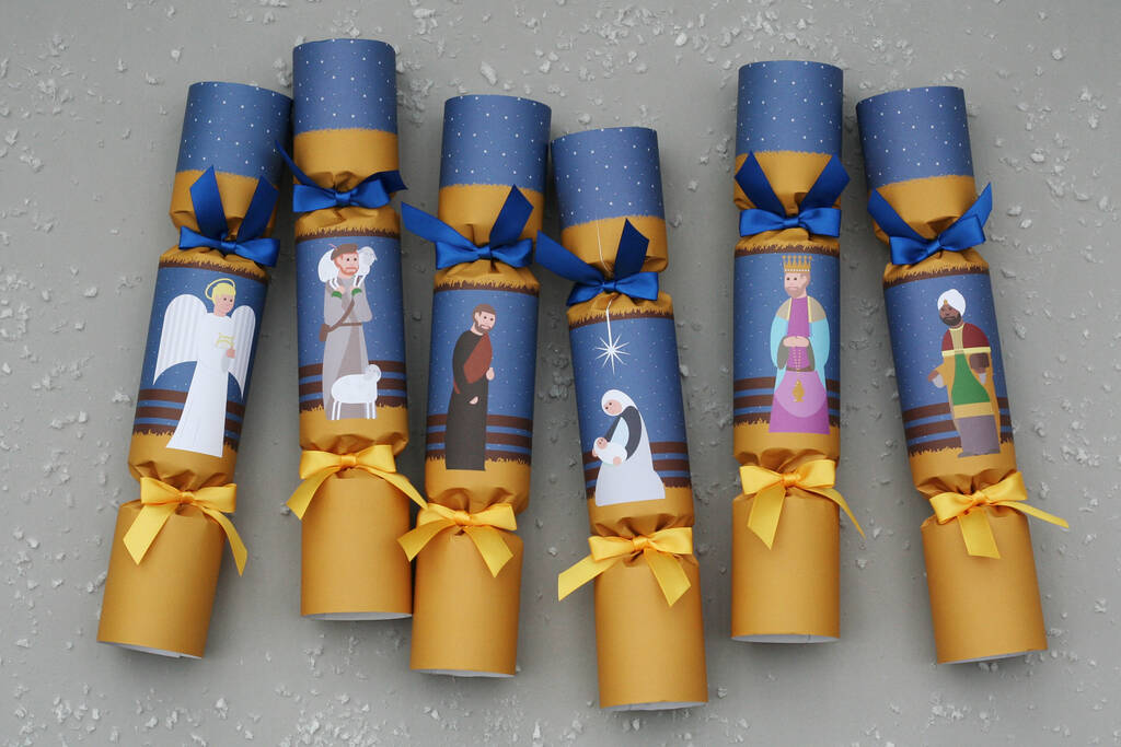 Six Luxury Nativity Christmas Crackers By Nancy &amp; Betty Studio | notonthehighstreet.com