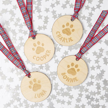 Personalised Paws Wooden Christmas Decoration Set, 4 of 6