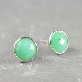 Cressida Stud Earrings Chrysoprase And Silver, 2 of 3