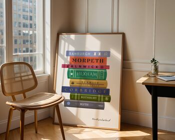Northumberland Towns Book Stack Art Print, 3 of 6