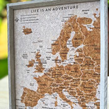 Europe Travel Map With Push Pins Cork Board Desk Size, 4 of 6