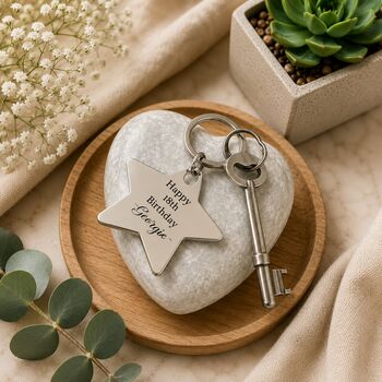 Personalised 18th Birthday Silver Star Keyring, 5 of 5