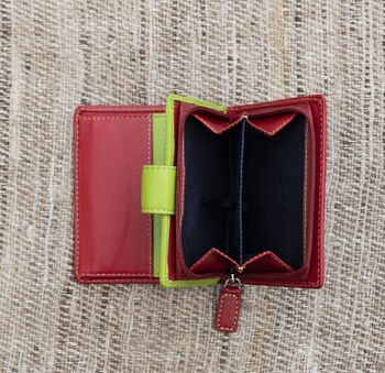 Personalised Small Mutlicolour Red Leather Purse, 9 of 11