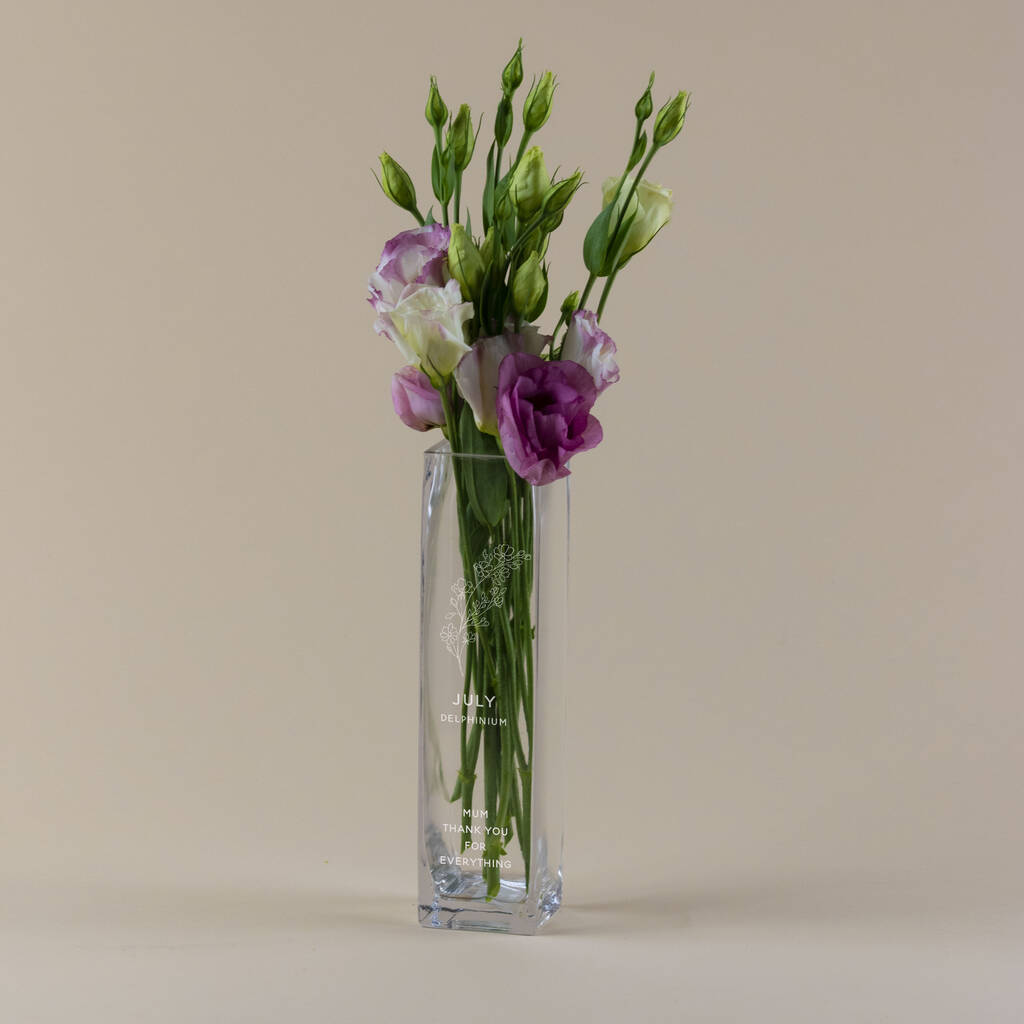 Personalised Slim Birth Flower Vase By Oh So Cherished