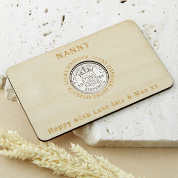 80th Birthday 1946 Sixpence Personalised Wallet Card, 2 of 6