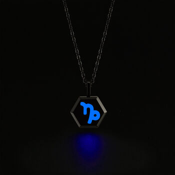 Capricorn Zodiac Glowing Pendant Necklace With Uv Keyring Torch, 11 of 12
