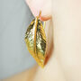 Leaf Drop Gold Plated Earrings, thumbnail 1 of 3