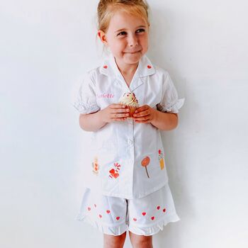 Girl's Personalised Gingerbread Cotton Pj Short Set, 2 of 7