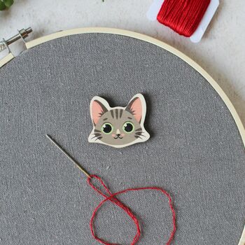 Cat Face Wooden Needle Minder, 7 of 7