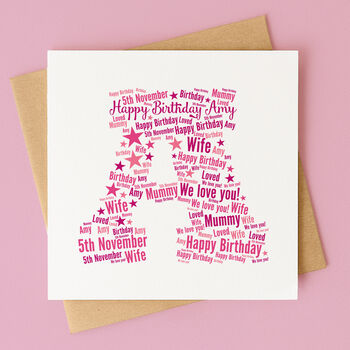 Pink Star Personalised Birthday Card For Her – Any Letter, 3 of 6