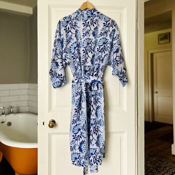 Wrap Kimono In Kirby Block Print, 4 of 5