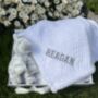 Personalised White Baby Blanket And Zebra Soft Toy, thumbnail 3 of 4