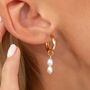 Two Pearl Drop Huggie Clicker Hoop Earrings, thumbnail 1 of 9