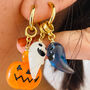 Multipurpose Halloween Spooky Pumpkin Hoops Earrings, thumbnail 1 of 3