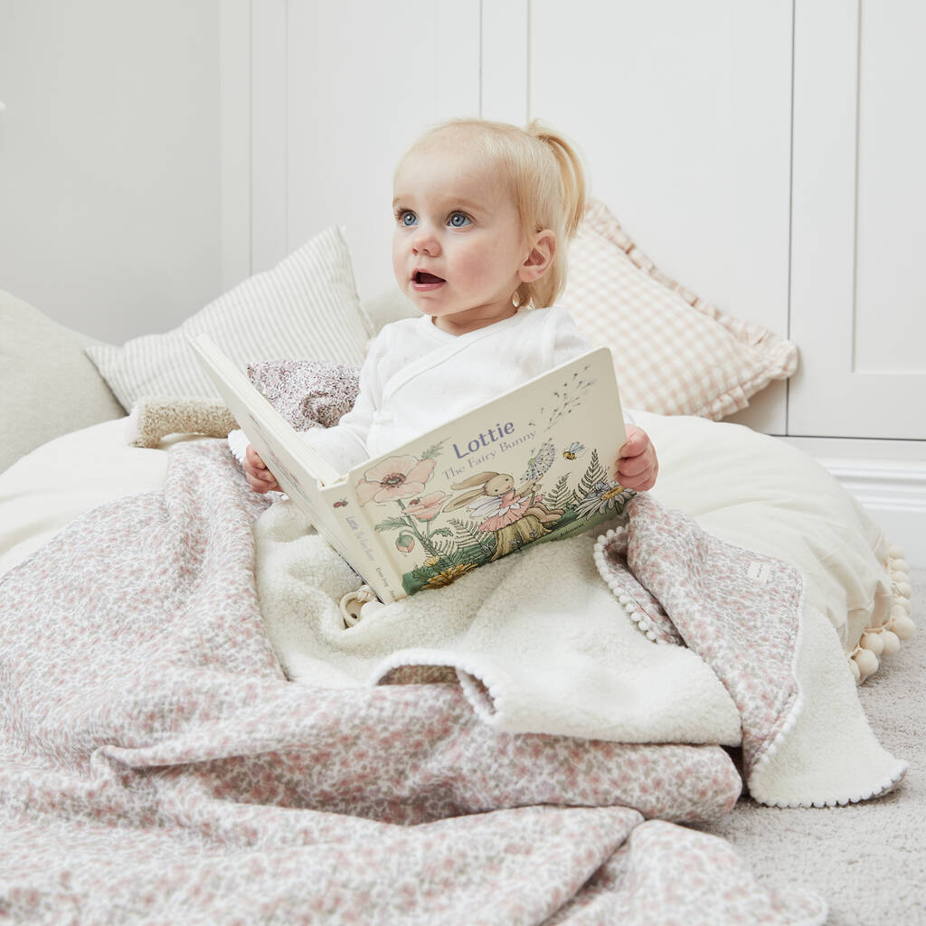 Granny Floral Baby Blanket Made With Warm And Cosy Muslin And Fleece For Cottage Style Nursery, 1 of 9