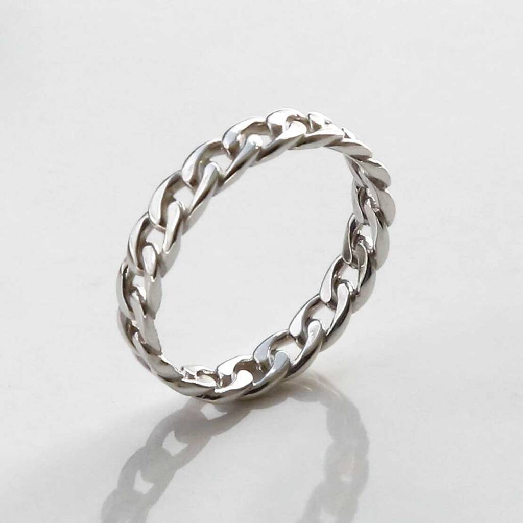 Sterling Silver Curb Chain Ring, 1 of 7