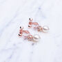 Rose Gold Plated Diamante And Pearl Clip On Earrings, thumbnail 2 of 4