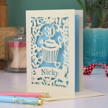 Personalised Papercut Cupcake Birthday Card, 5 of 8