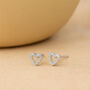 Sterling Silver Twinkling Open Heart Stud Earrings, thumbnail 3 of 7