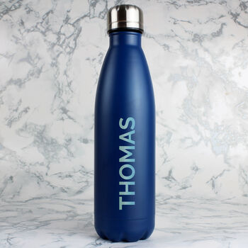 Personalised Bold Name Blue Metal Insulated Bottle, 6 of 6