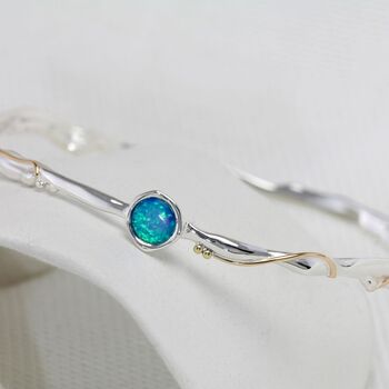 Handmade Organic Delicate Opal Bangle, 3 of 7