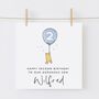 Personalised Winnie The Pooh Grandson 1st Birthday Card Blue Balloon *Age Options, thumbnail 2 of 3