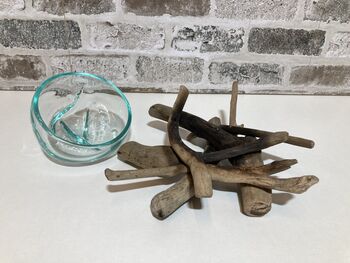 Medium Molten Glass Bowl On Driftwood Base, 3 of 8