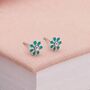 5mm Sterling Silver Teal Forget Me Not Stud Earrings, thumbnail 1 of 6
