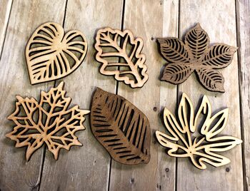 Wooden Leaves Coaster Set, 3 of 3