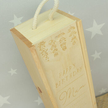 Personalised Floral Engraved Wooden Bottle Box, 4 of 5