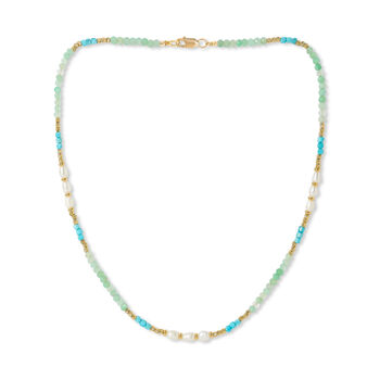 Clara Necklace With Turquoise, Green Quartz And Pearls, 2 of 5