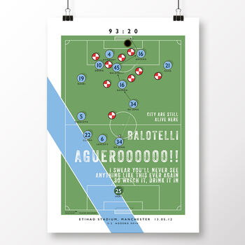 Manchester City Aguero 93:20 Goal Poster, 2 of 7