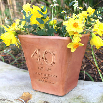 Personalised Birthday Engraved Terracotta Pot, 2 of 12
