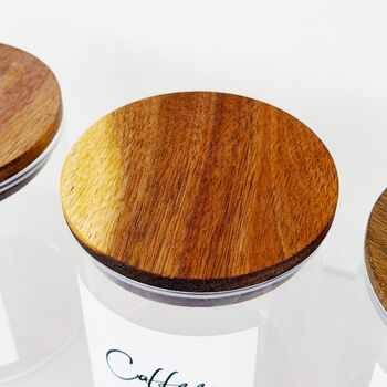Set Of Tea, Coffee And Sugar Jars With Acacia Lids, 6 of 11