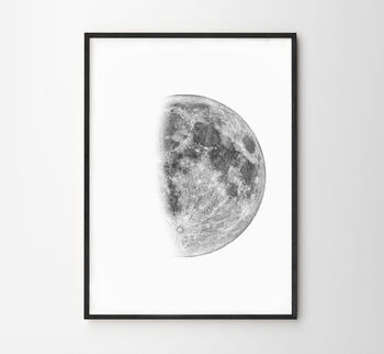 Set Of Three Black And White Moon Phases Prints, 3 of 7