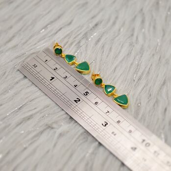 Green Onyx Multi Shape Stone Sterling Silver Earrings, 10 of 10