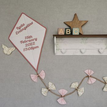 Baby Birth Details, Fabric Kite Baby Room Wall Art, 4 of 11