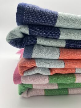 Dolce 100% Cotton Modern Striped Beach Towel Pink / Yellow And Green, 9 of 11