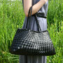 Hand Woven With Long Top Handle Tote, thumbnail 1 of 11