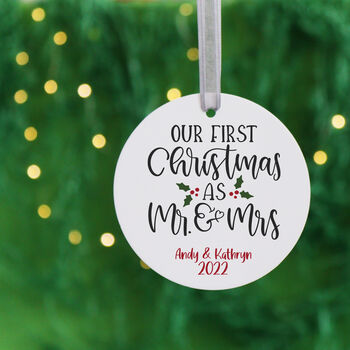 Personalised First Christmas As Mr And Mrs Ornament, 6 of 7