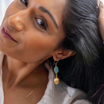 Gabriella Gold Chalcedony Drop Earrings, 2 of 2