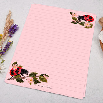 A5 Pink Letter Writing Paper With Ladybird And Brambles, 3 of 4