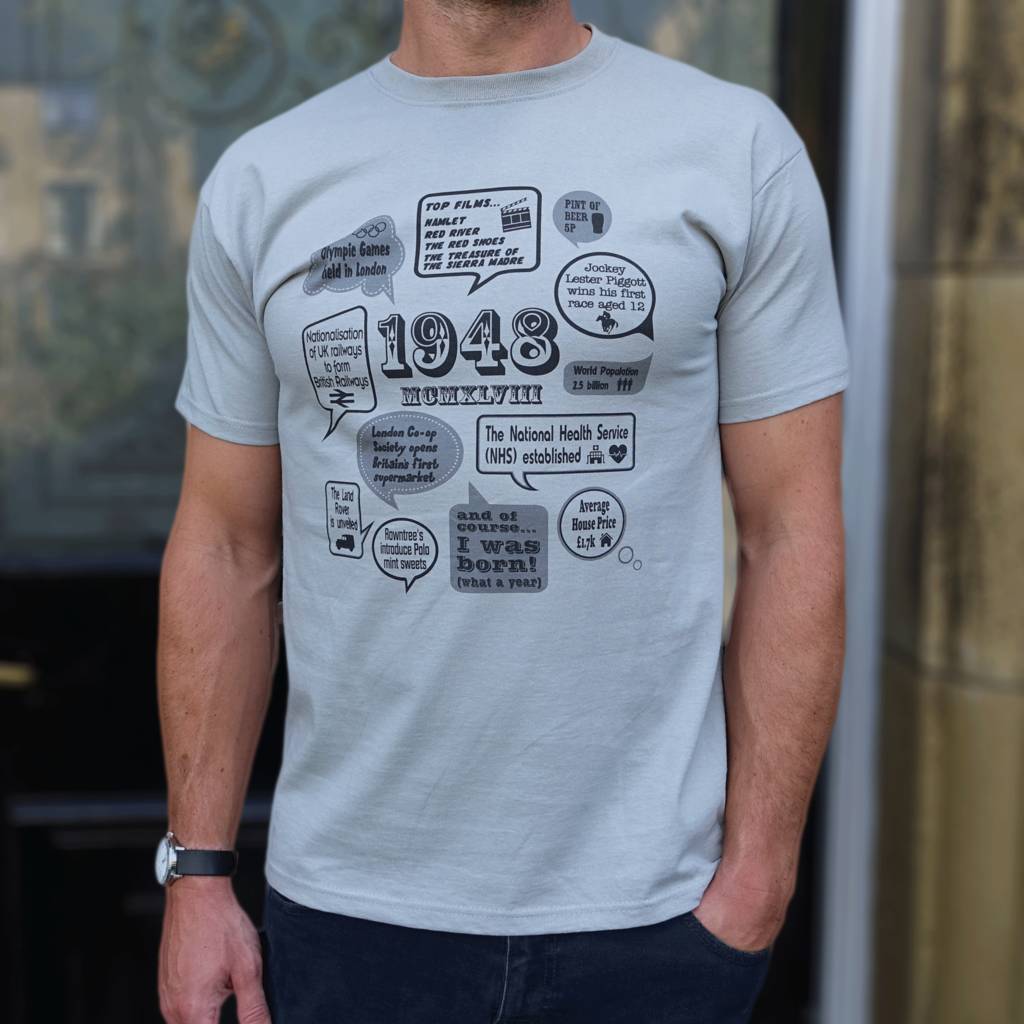 'events of 1948' 70th birthday gift t shirt by good time ...